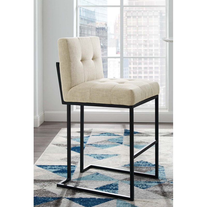 Tabouret de bar en acier inoxydable Privy Performance de Modway, Or / polyester beige, Noir