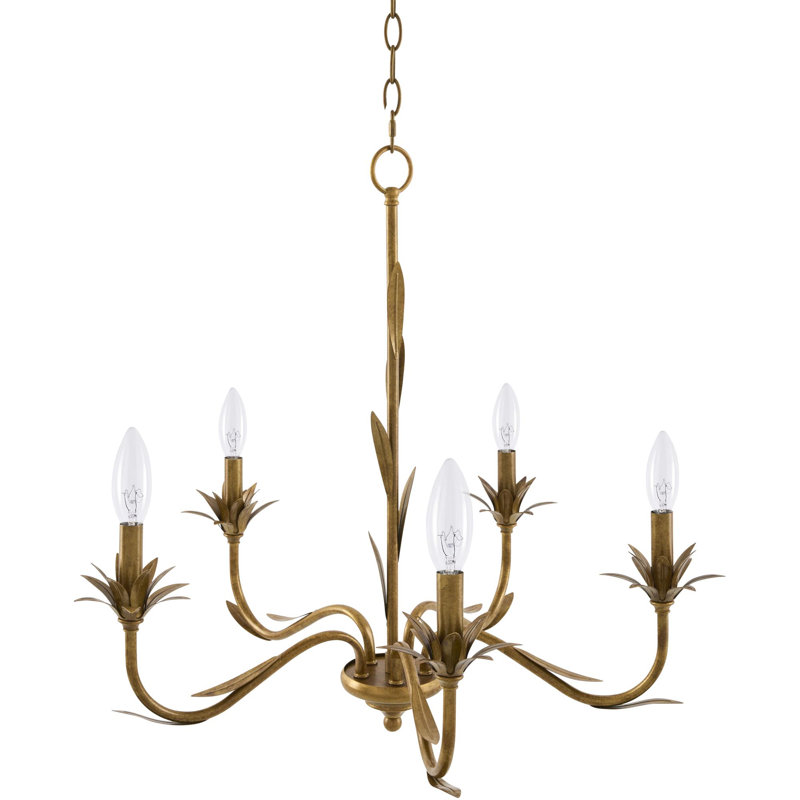 Abbate Chandelier, Brass, 5 Lights