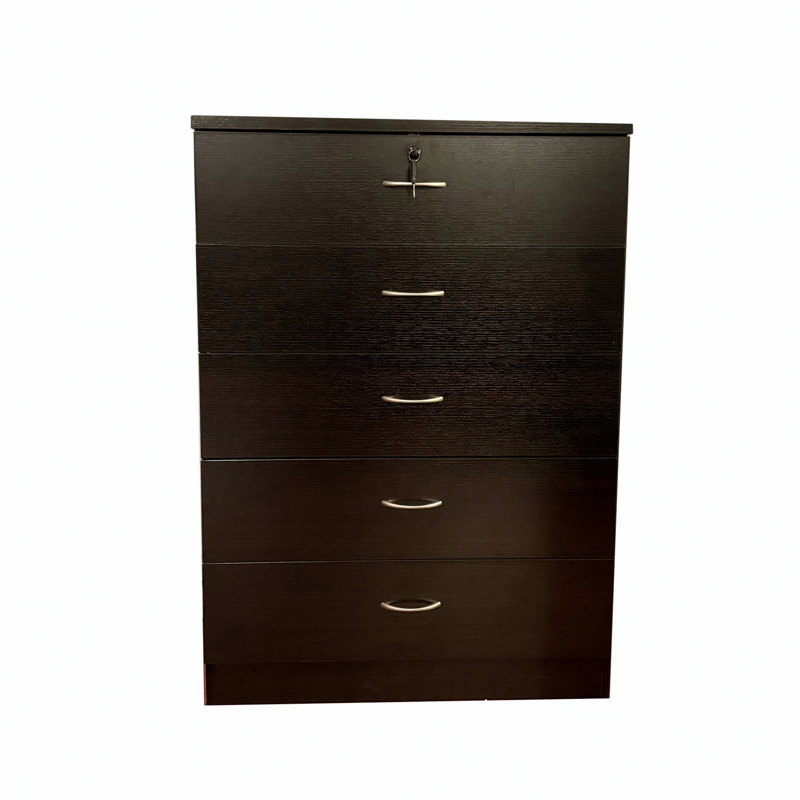 Commode avec tiroir supérieur verrouillable, coffre de rangement pour espace de vie, Espresso