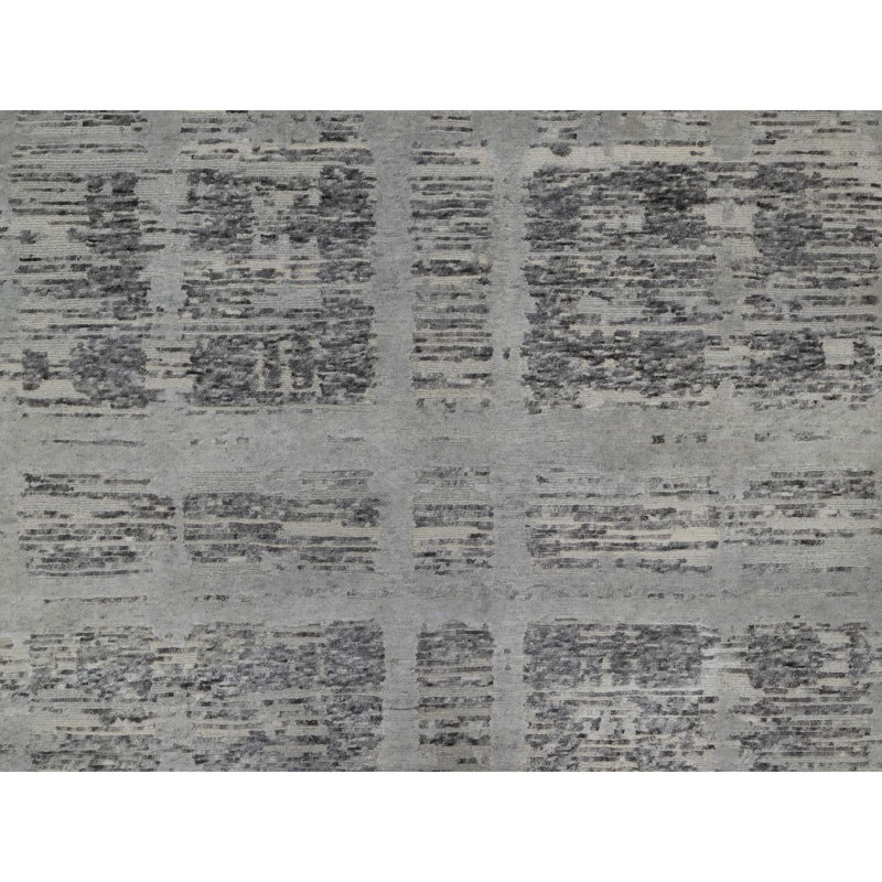 8'1"x10' Nevada Grey Modern Design Undyed Natural Wool Hand Knotted Rug 65F2388D1B6140B6A8A92D764A7A4A59