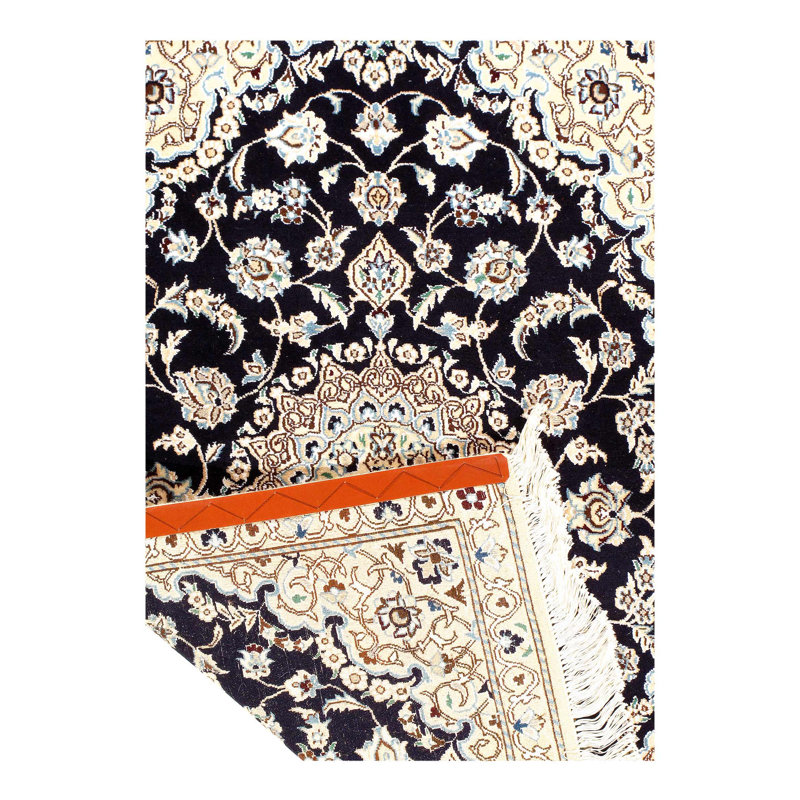 Mirutil Oriental Area Rug in Navy Blue