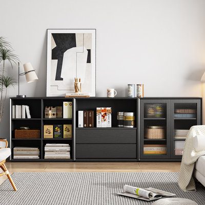 American style luxurious black bookcase