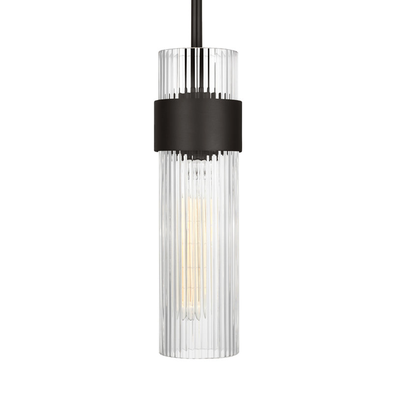 1 - Light Single Pendant, Aged Iron, 12" H x 3.375" W x 3.375" D