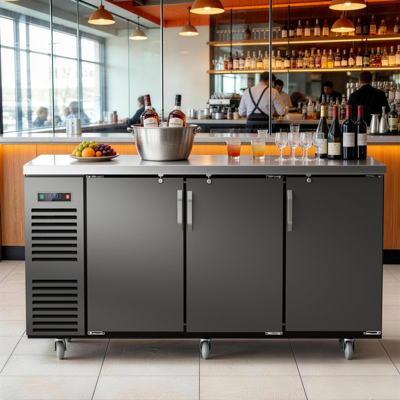 Coolski l 25 po cu. Réfrigérateur commercial en acier inoxydable noir