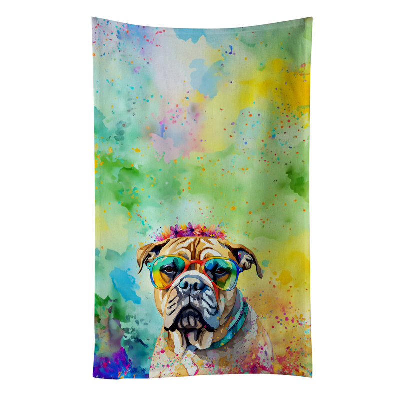 Bullmastiff Hippie Dawg Kitchen Towel
