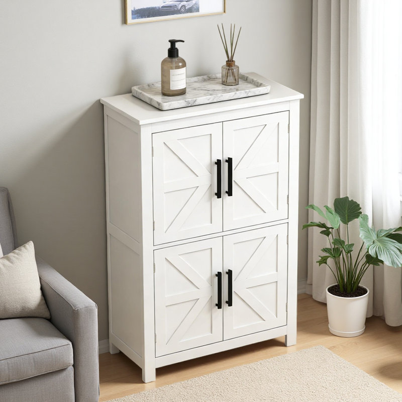 43.3" Tall Storage Sideboard With 4-Doors, Wood Foyer Storage Cabinet, Pantry Cabinet, For Kitchen, Dining Room And Living Room
