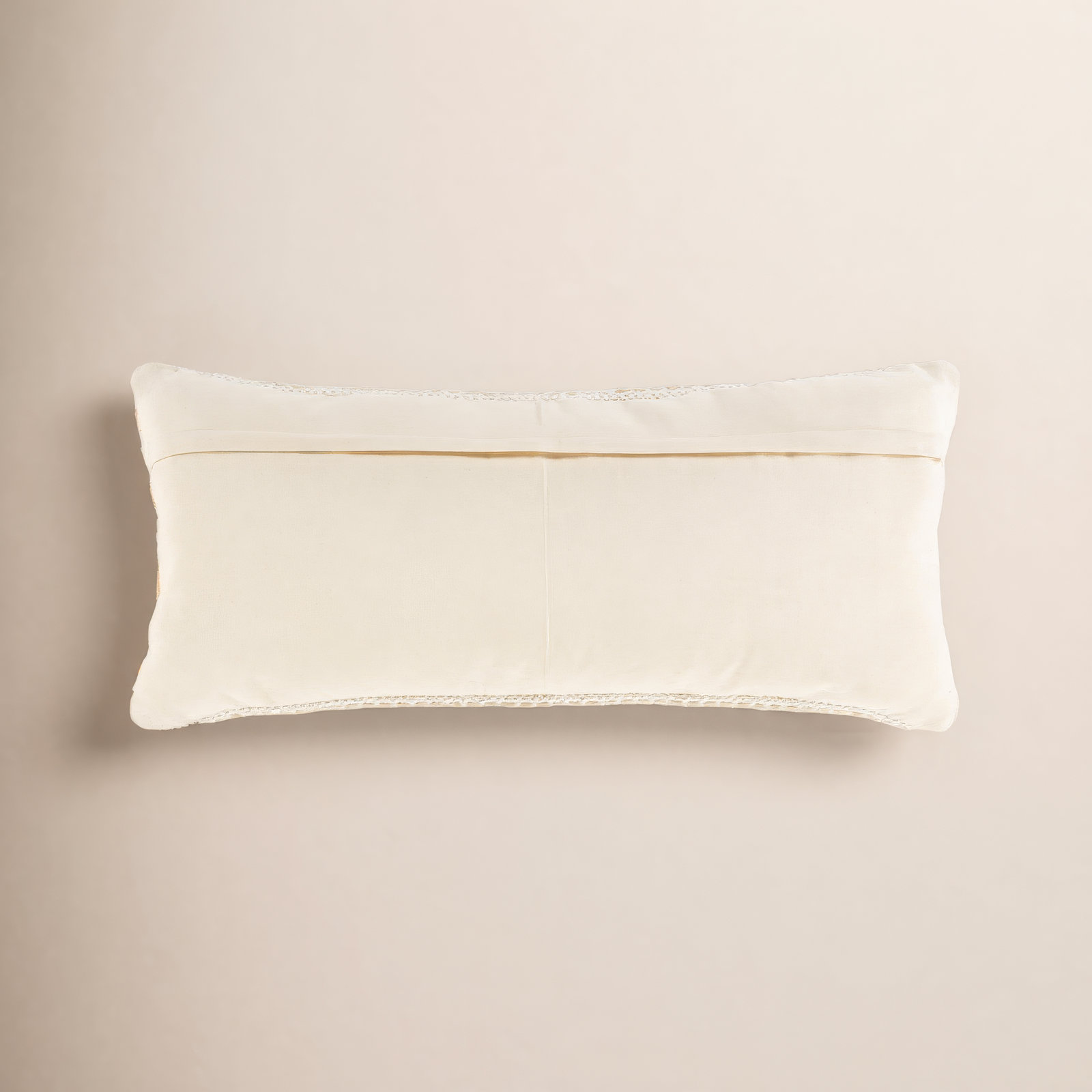 Lottie Striped Cotton Lumbar Pillow Cover, Cream/White, Polyester