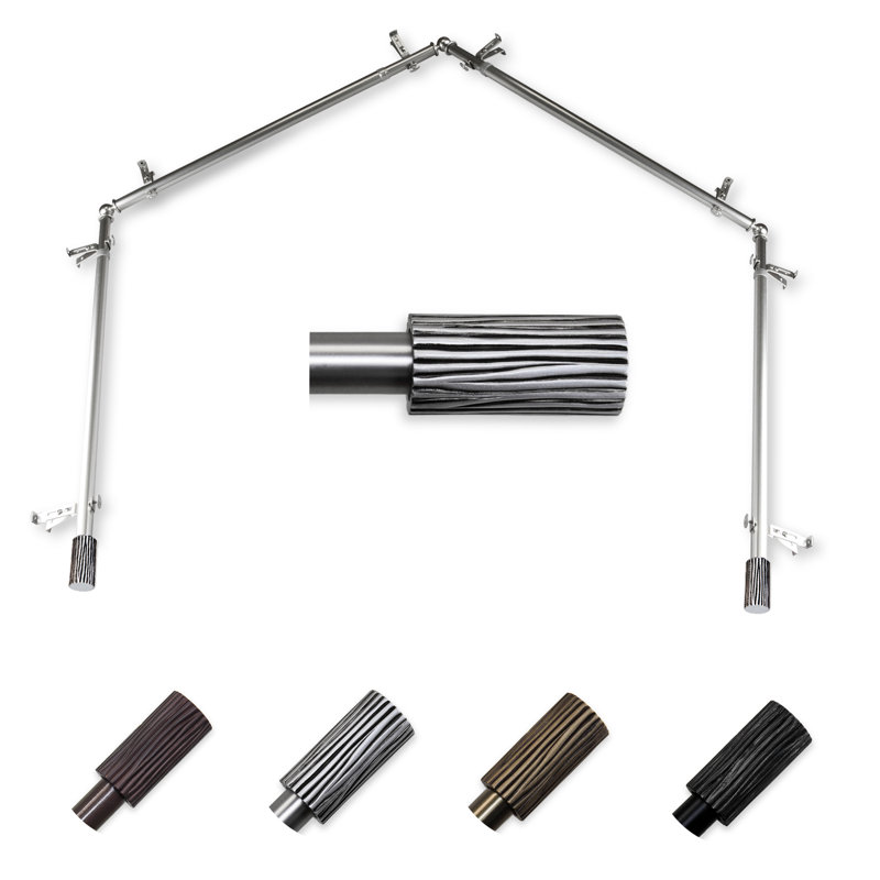 Tringle à rideaux simple à baie vitrée ajustable de 28 po à 48 po Hearld, Nickel satiné, 18 po à 28 po (chaque côté)