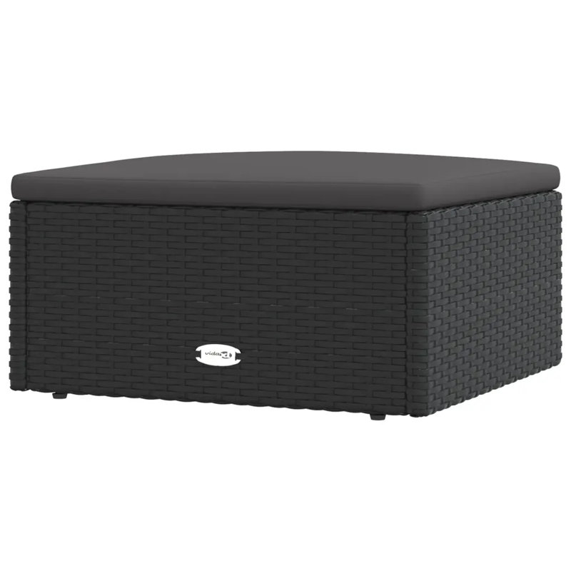 Newlark Upholstered Outdoor Ottoman, Dark Grey, Black