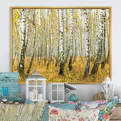 «Autumn Birch Forest Art», reproduction sur toile flottante