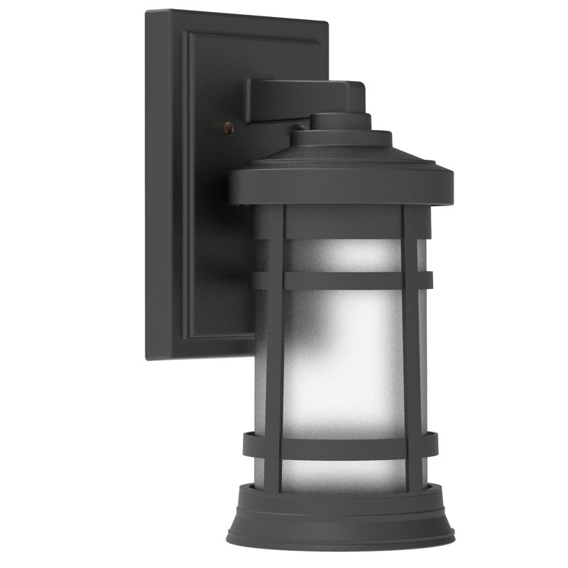 Matte Black Frosted Glass Outdoor Wall Lantern