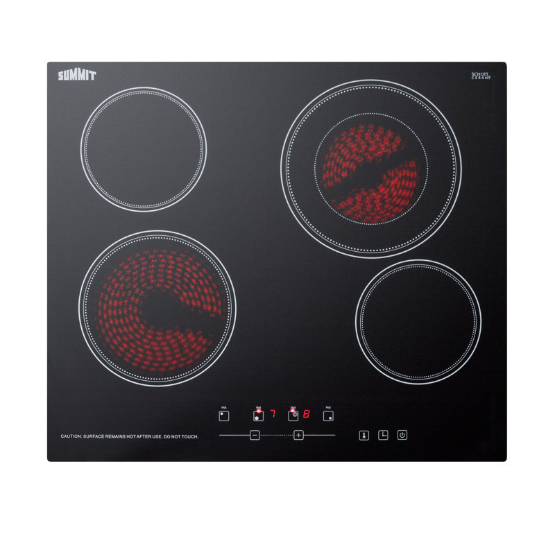 Summit Appliance 24" Wide 230V 4-Burner Radiant Cooktop, Black