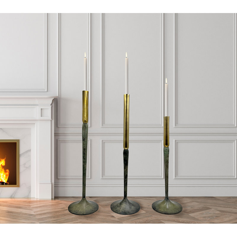 Cathyleen Tall Brass Floor Candle Holders – Set