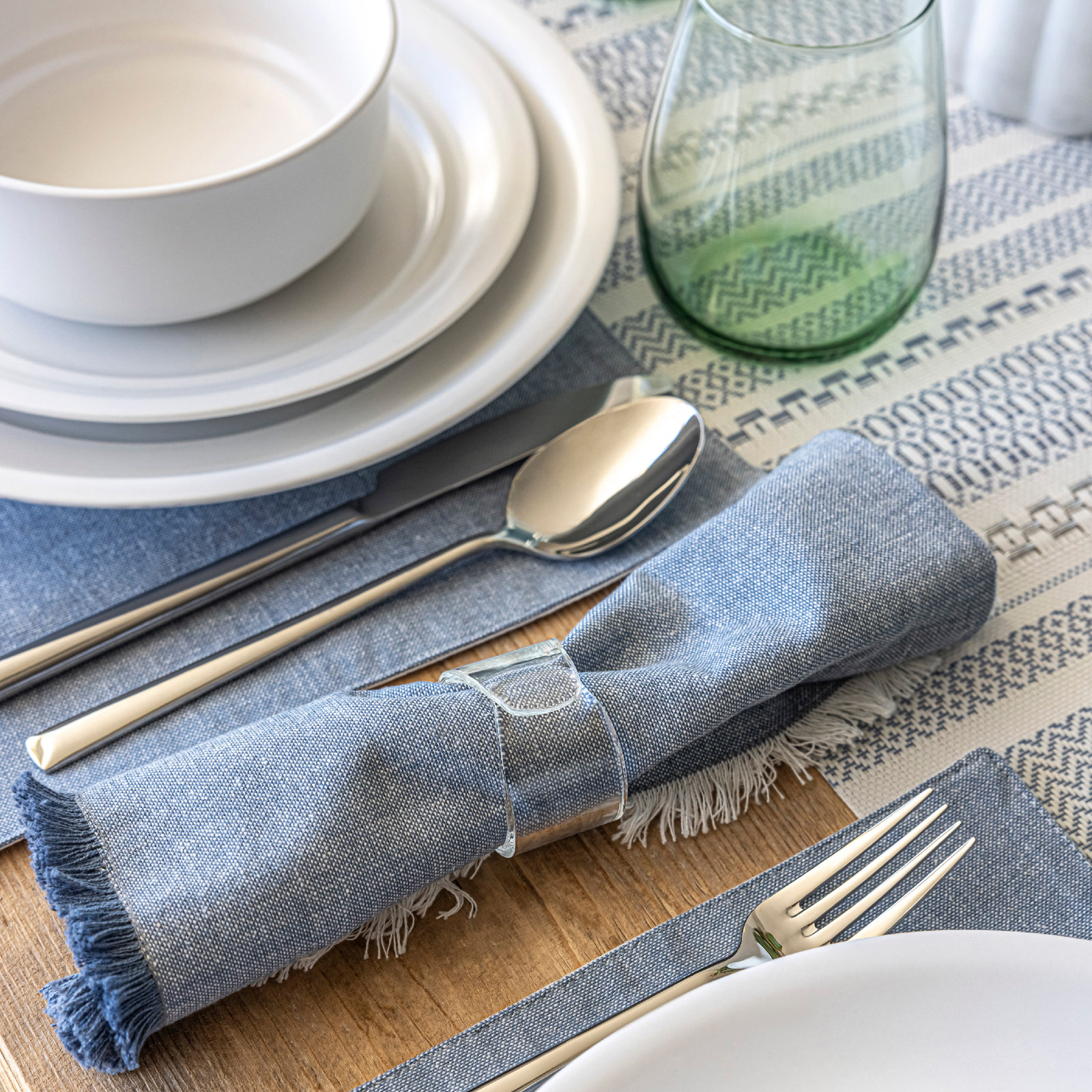 Over and Back Glass Napkin Ring Set