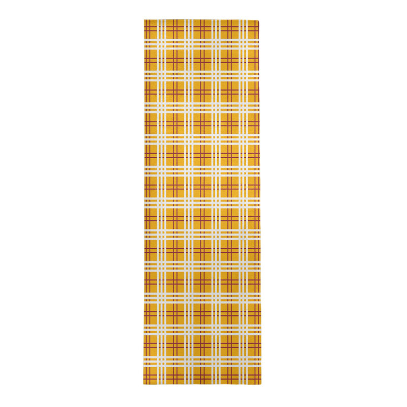 Tapis jaune à carreaux, Tapis de couloir 2 pi 6 po x 8 pi