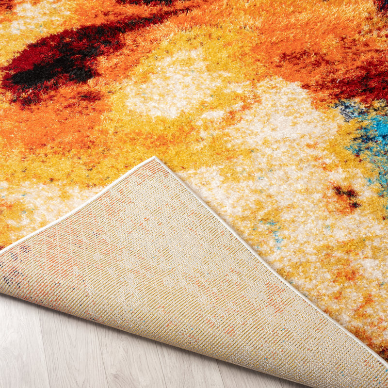 Abstract Area Rug in Beige, Rectangle 7'7" x 9'7"