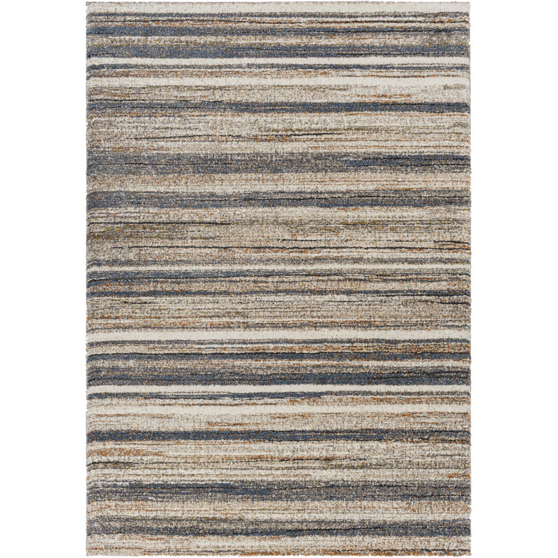 Dunigan Striped Machine Woven Polypropylene Area Rug in Slate/Blue/Rust, Rectangle 8'10" x 12'1"