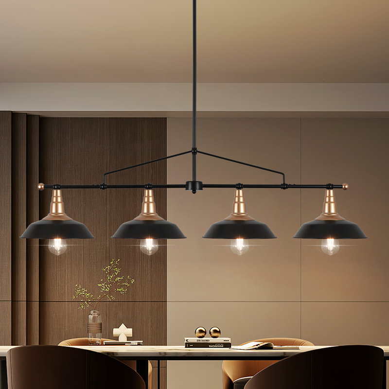 Îlot de cuisine en métal 4 lumières à 4 lumières pour salle à manger