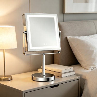 Makeup Mirror 1X/10X Double-Sided Luminous Makeup Mirror - Rechargeable, Adjustable Height And Brightness, 3 Color Modes