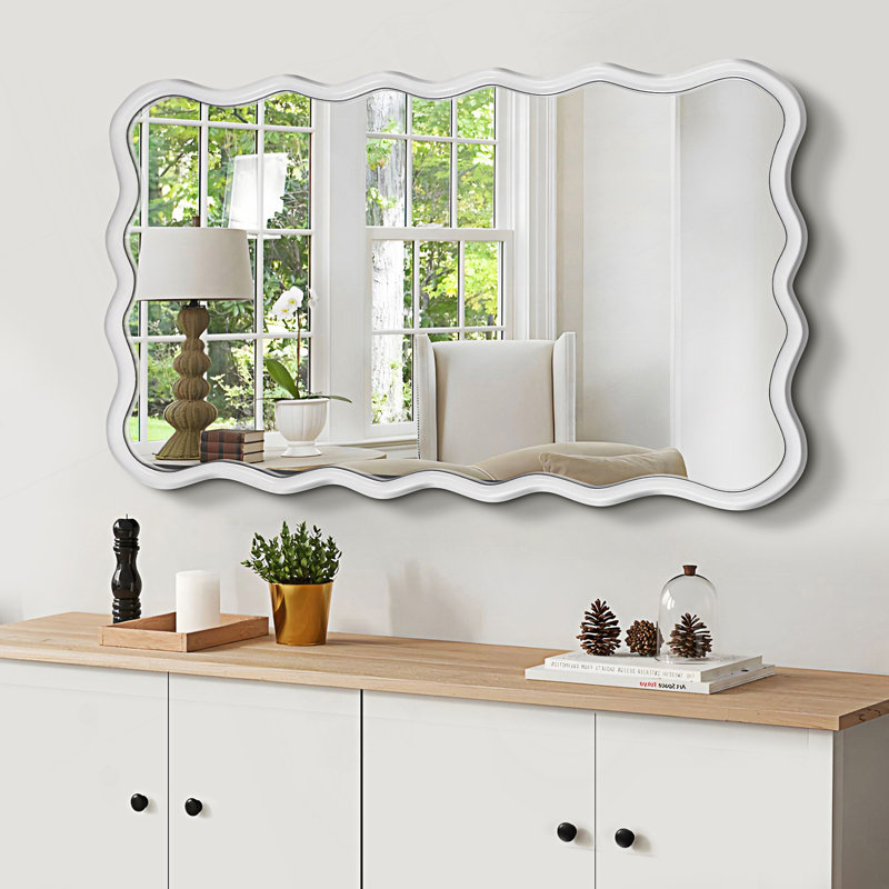 Miroir Wavy, 27,98 po x 39,79 po, Blanc, Rectangulaire
