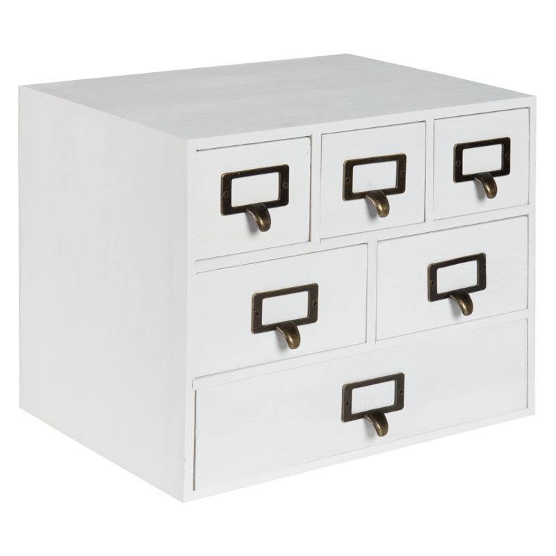 Rangement de bureau 6 tiroirs Apothecary, Blanc
