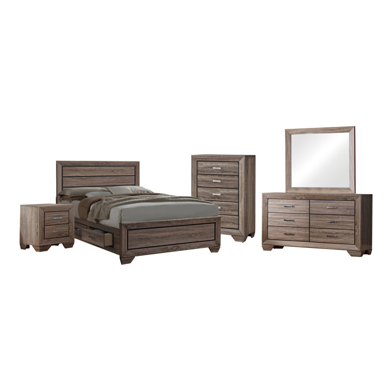 Ensemble de chambre à coucher 5 pièces Elaisha, Taupe délavé, Très grand