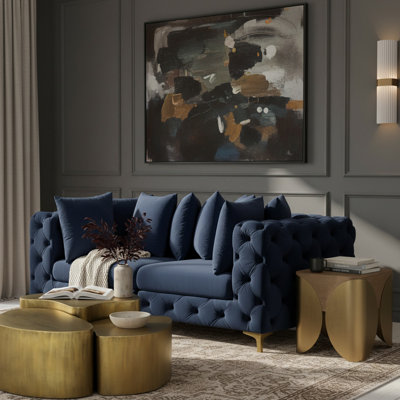 Tremblay 78" Velvet Square Arm Modular Loveseat