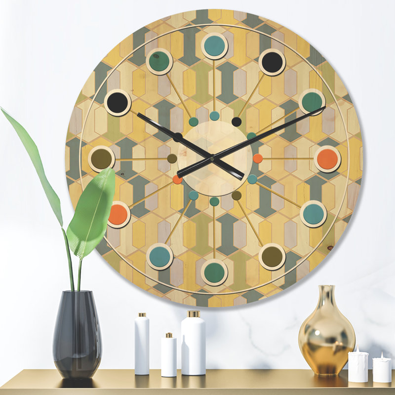 Horloge murale abstraite à motif géométrique II, Moyen
