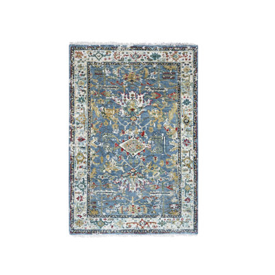 Tapis bleu nouvel âge en laine 3 pi 1 po x 5 pi Sylejman