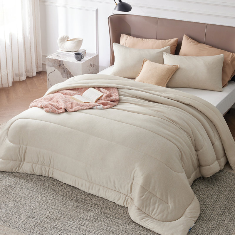 Bedsure Cooling And Warm Bed Set, Queen Comforter with 2 Pillowcases, Linen - Reversible