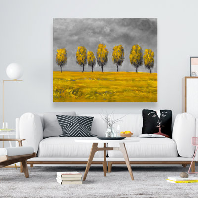 Yellow Trees in a Field - Contemporary Canvas Home Decor