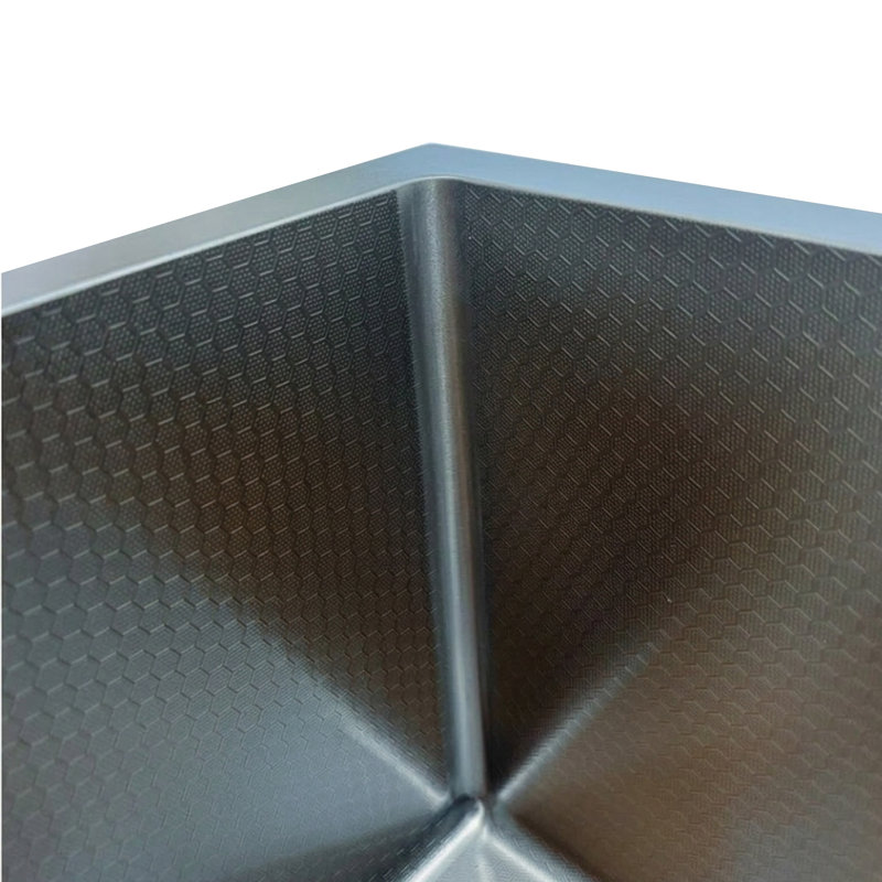 Évier de cuisine noir en nid d'abeille texturé noir 27 po - Bol simple - Acier inoxydable 316 avec calibre 16