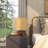 Wood Table Lamp with Shade-1145685380