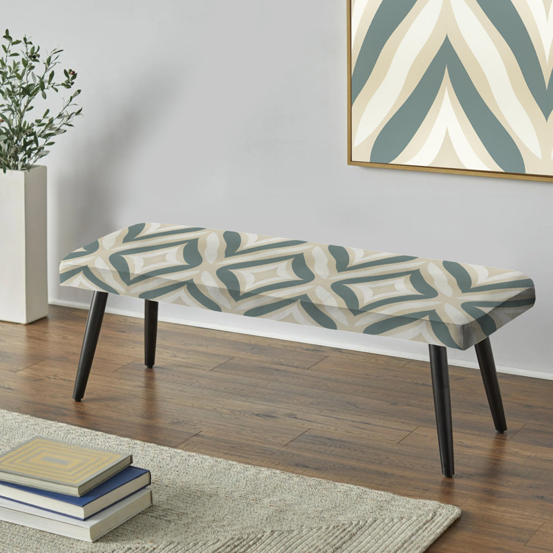 Neutral Space - Damask Upholstered Black Bench