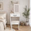 Mini coiffeuse moderne avec miroir éclairé à DEL et rangement dissimulé, tabouret rembourré, bureau de coiffeuse à luminosité réglable, tablettes à plusieurs niveaux résistantes à la poussière