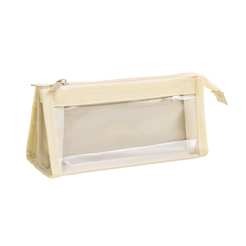 Sac à crayons transparent en maille transparente, Beige