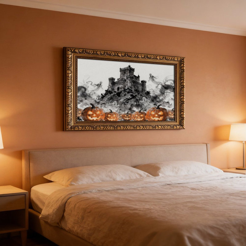 Château hanté fantôme (3) Cadre mural vintage orné – Cadre doré décoratif pour art., L 8 po x l 12 po