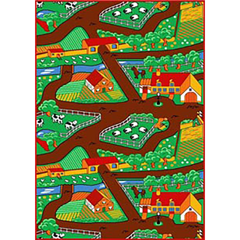 Tapis vert Straw Kids Farm Map, Rectangle 3 pi x 5 pi