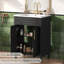 Meuble-lavabo avec lavabo en céramique, 2 portes et tablette réglable-1380207637