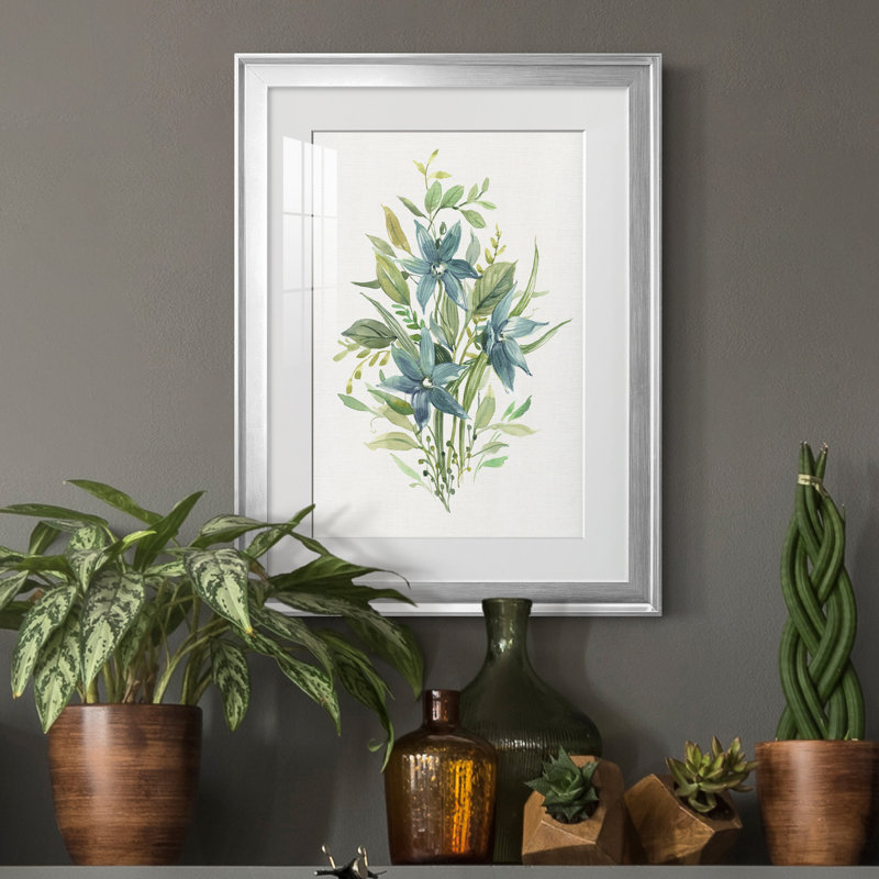 «Greenery I» - Peinture sur toile encadrée, Argent, H 22,5 po x l 30,5 po x P 1,5 po
