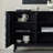 Matte Black Oak Cabinet with Grooved Handles