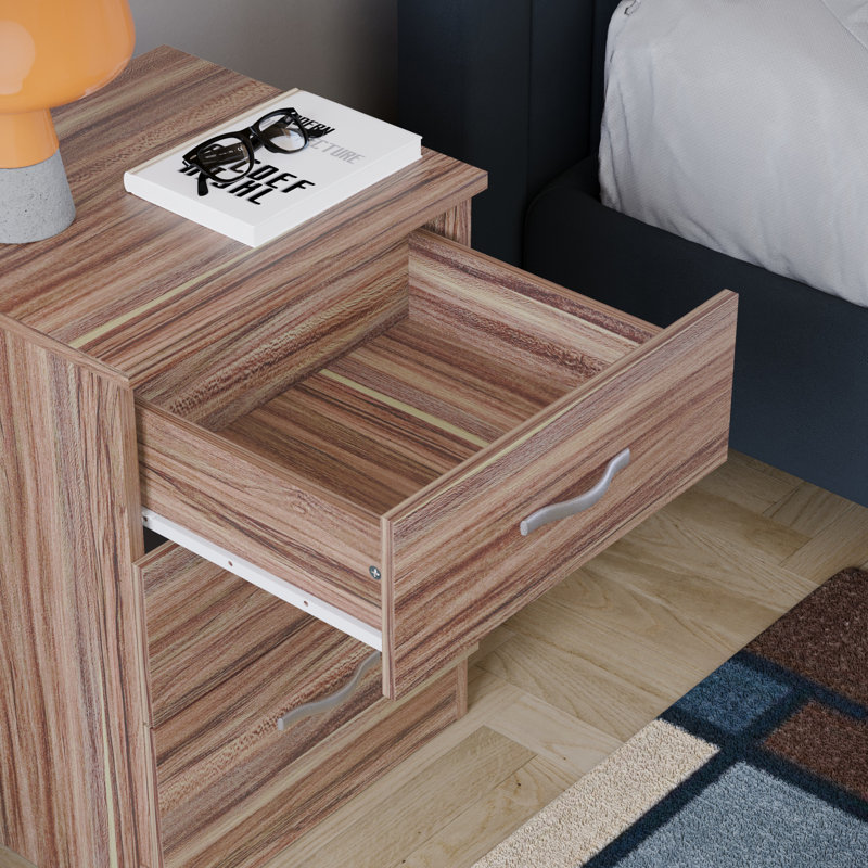 Maybery 3 - Drawer Bedside Table Nightstand, Walnut