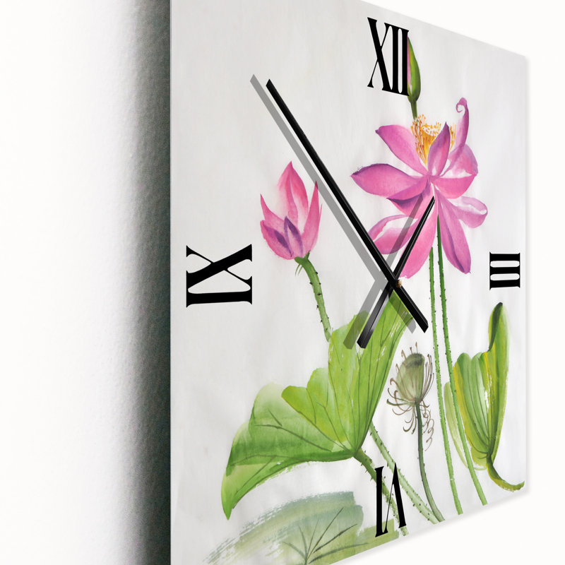 Deux fleurs de lotus roses - Horloge murale traditionnelle, Petit