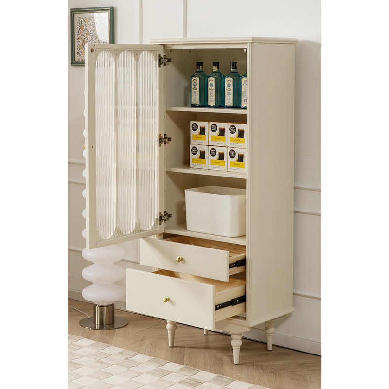 French Cream Style Single Door Accent Cabinet