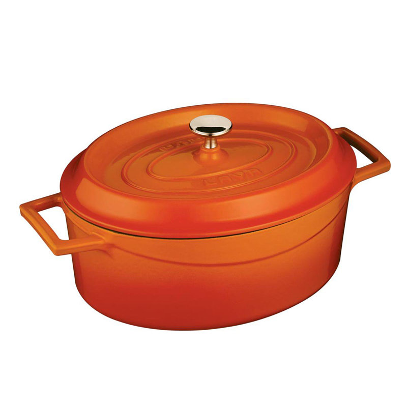 LAVA FONTAINE 6,75 pte Cocotte ovale antiadhésive en fonte émaillée, Orange