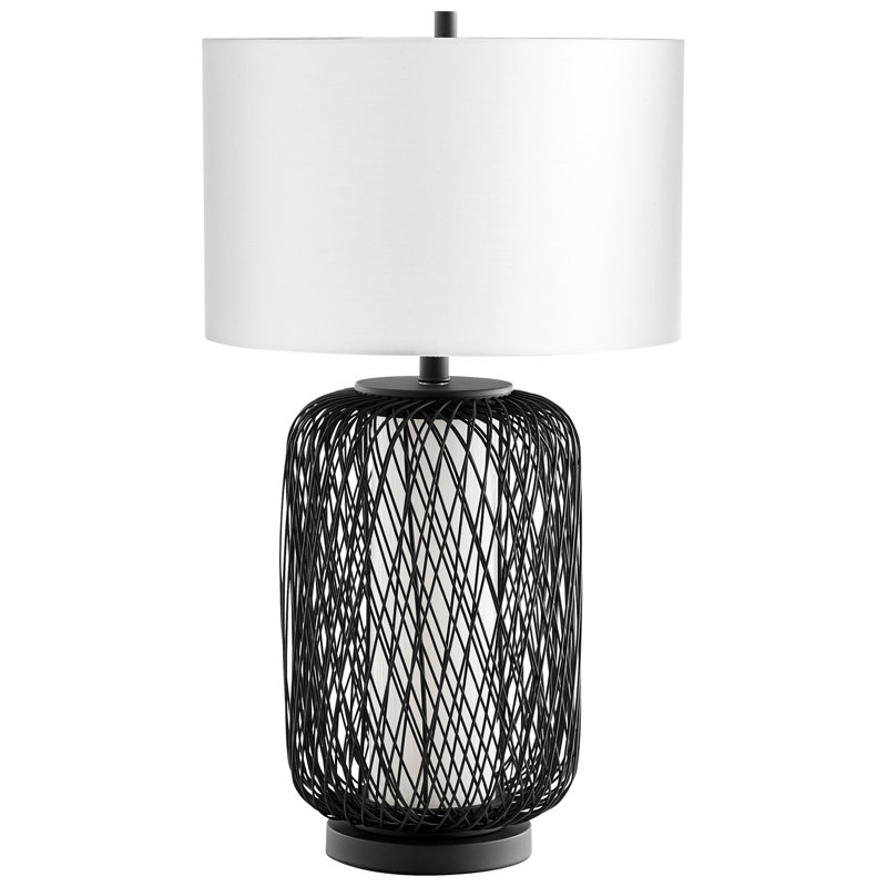 Nexus Pewter 2-Light Table Lamp with Linen Shade and Bamboo Frame