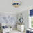 Thora Turquoise Blue, Ivory Tiffany Style Flushmount Ceiling Lamp