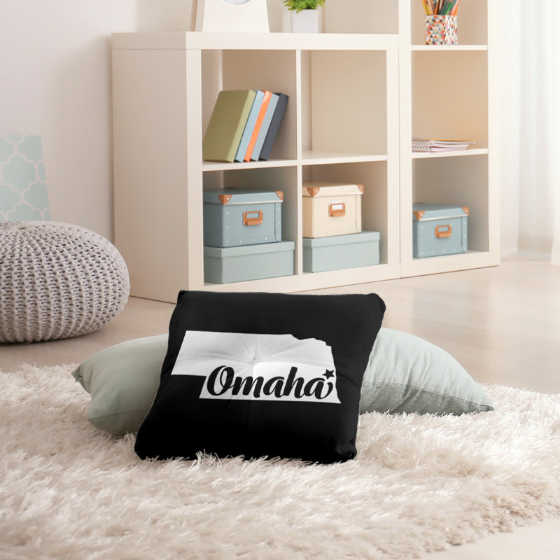 Coussin de plancher touffeté, 26 po x 26 po, Noir, Omaha