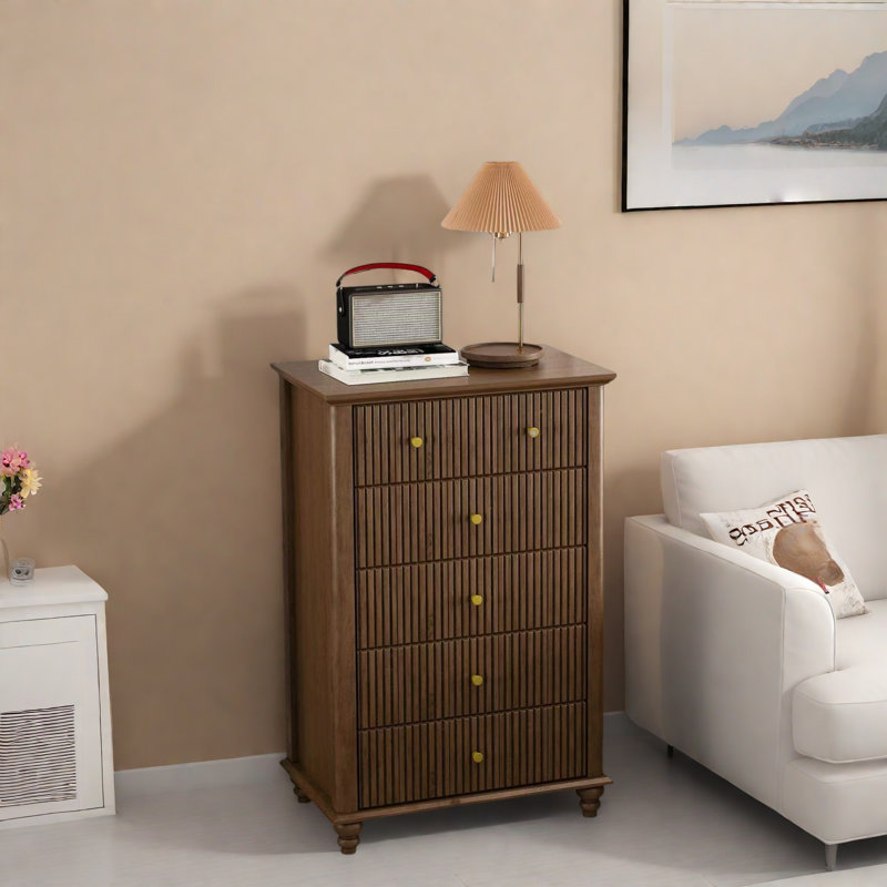 Commode 5 tiroirs Modern, Noyer