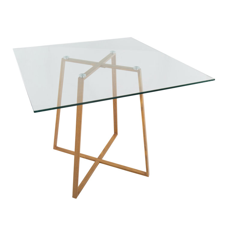Beres Glass Top Metal Base Dining Table